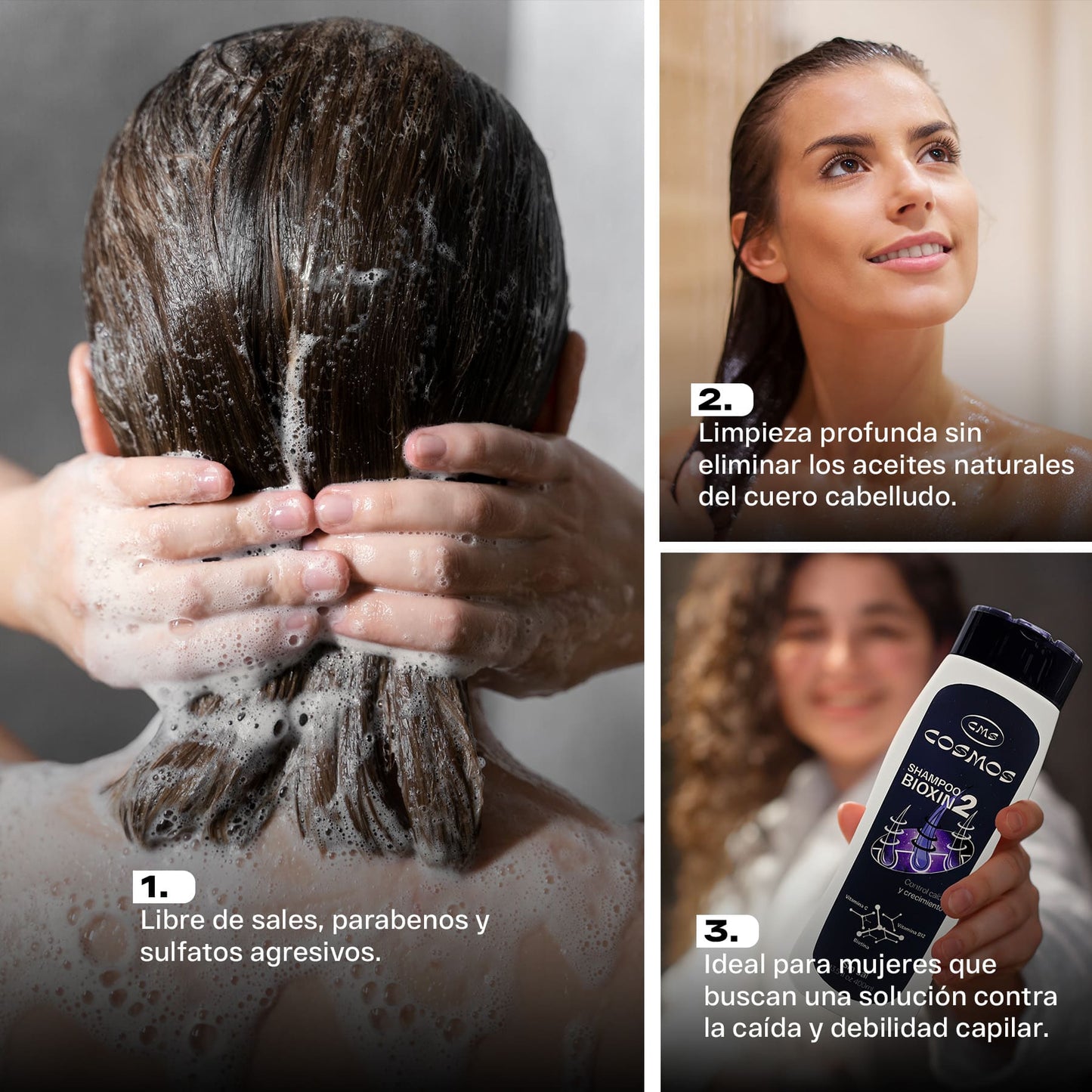Shampoo Anticaída Femenino CMS Cosmos Bioxin 2 PAGA 2 LLEVA 3