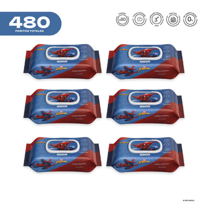 Pack x 6 Pañitos Húmedos Marvel Cosmos Spider-Man